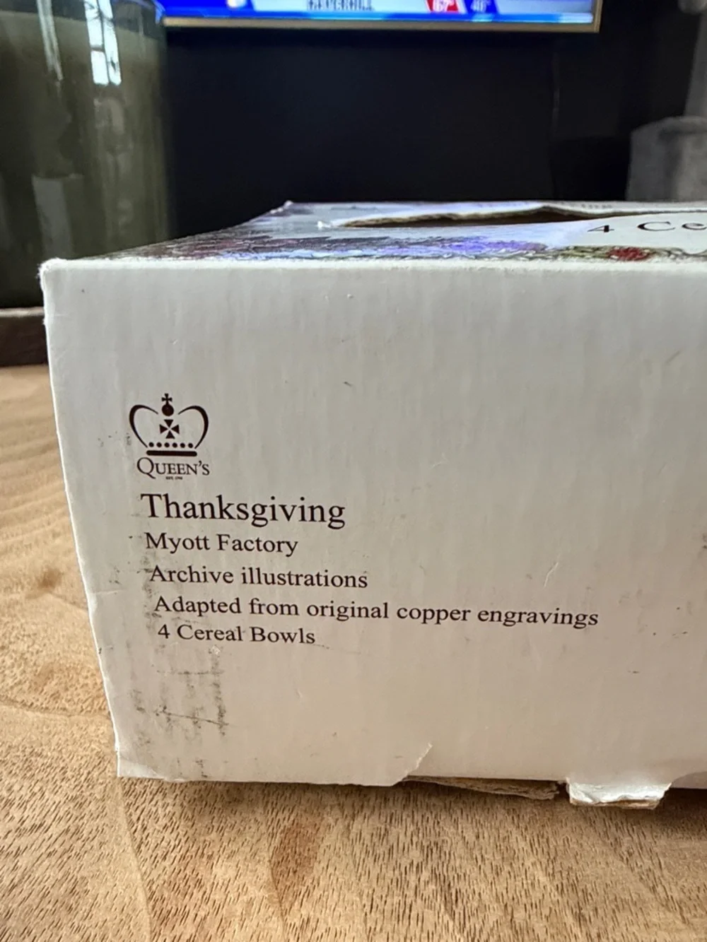 New in Box Set of 4 Queens Myott Factory Thanksgiving Turkey Cereal Bowls